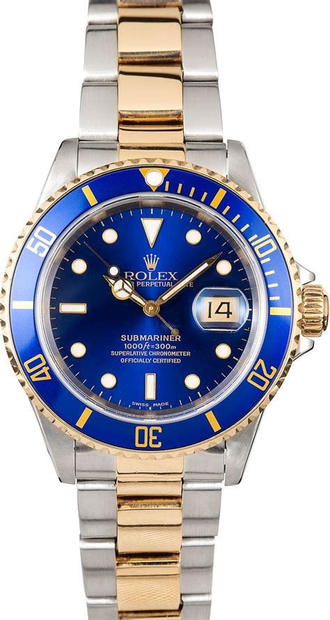 review 16613 rolex submariner stainless steel goind blue|rolex submariner 16613 for sale.